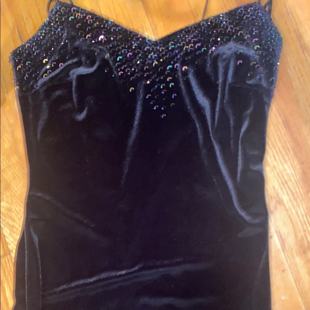 Vintage Dave & Johnny Black Velvet Dress with Sequins